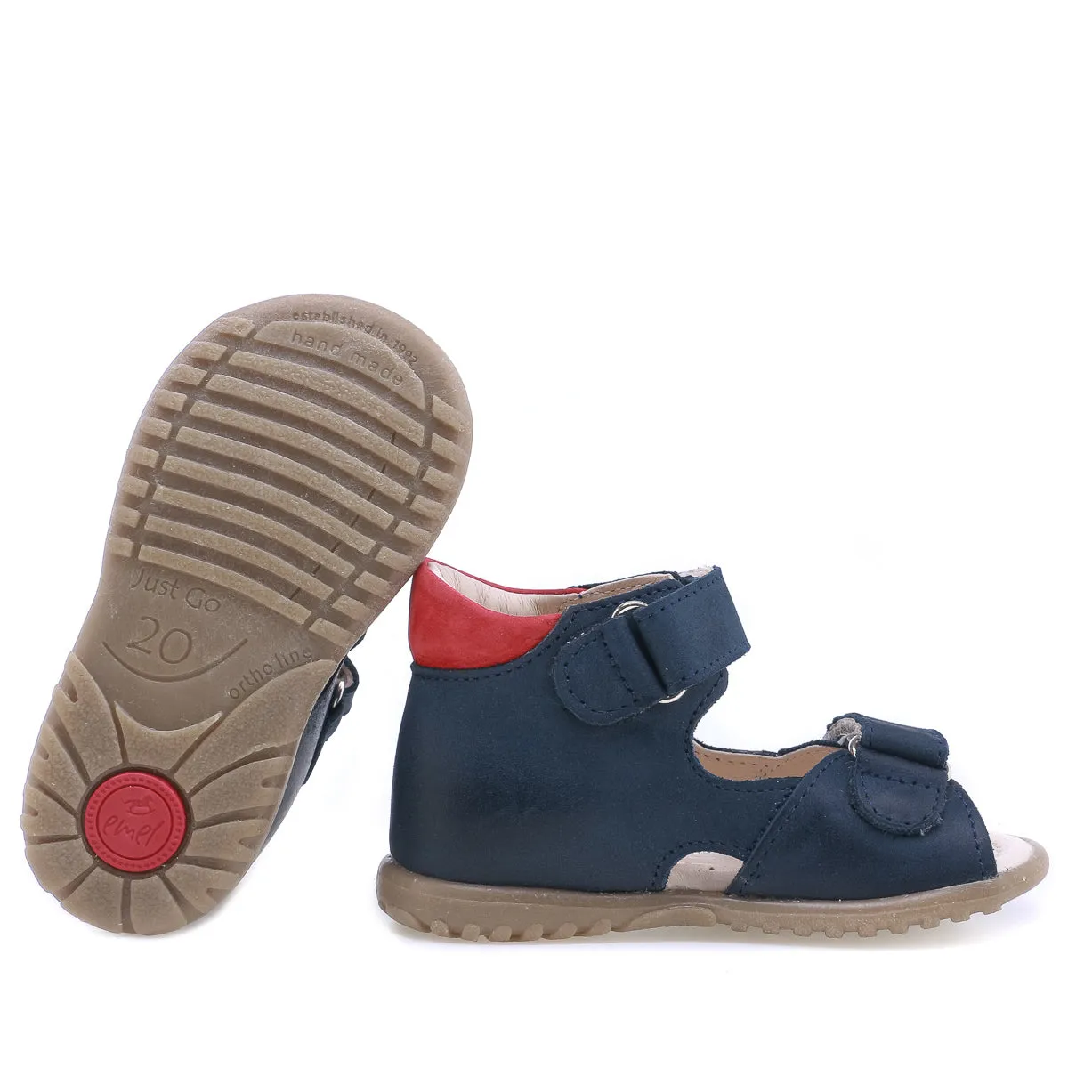 (2428B-13) Emel Navy red First Sandals