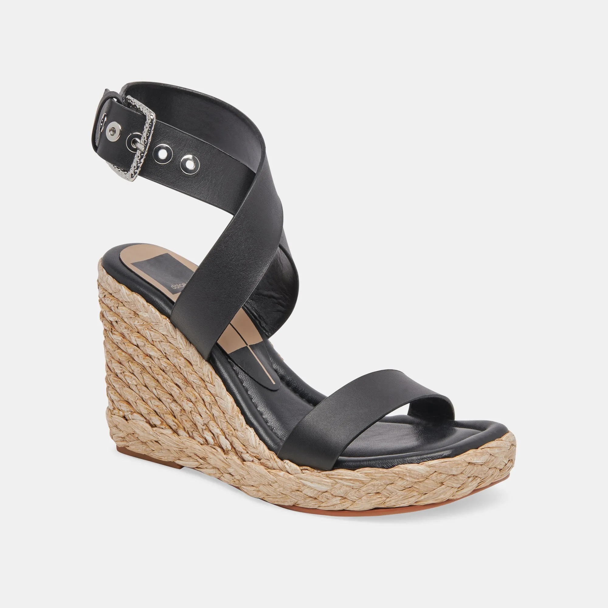 ALDONA WEDGES BLACK LEATHER