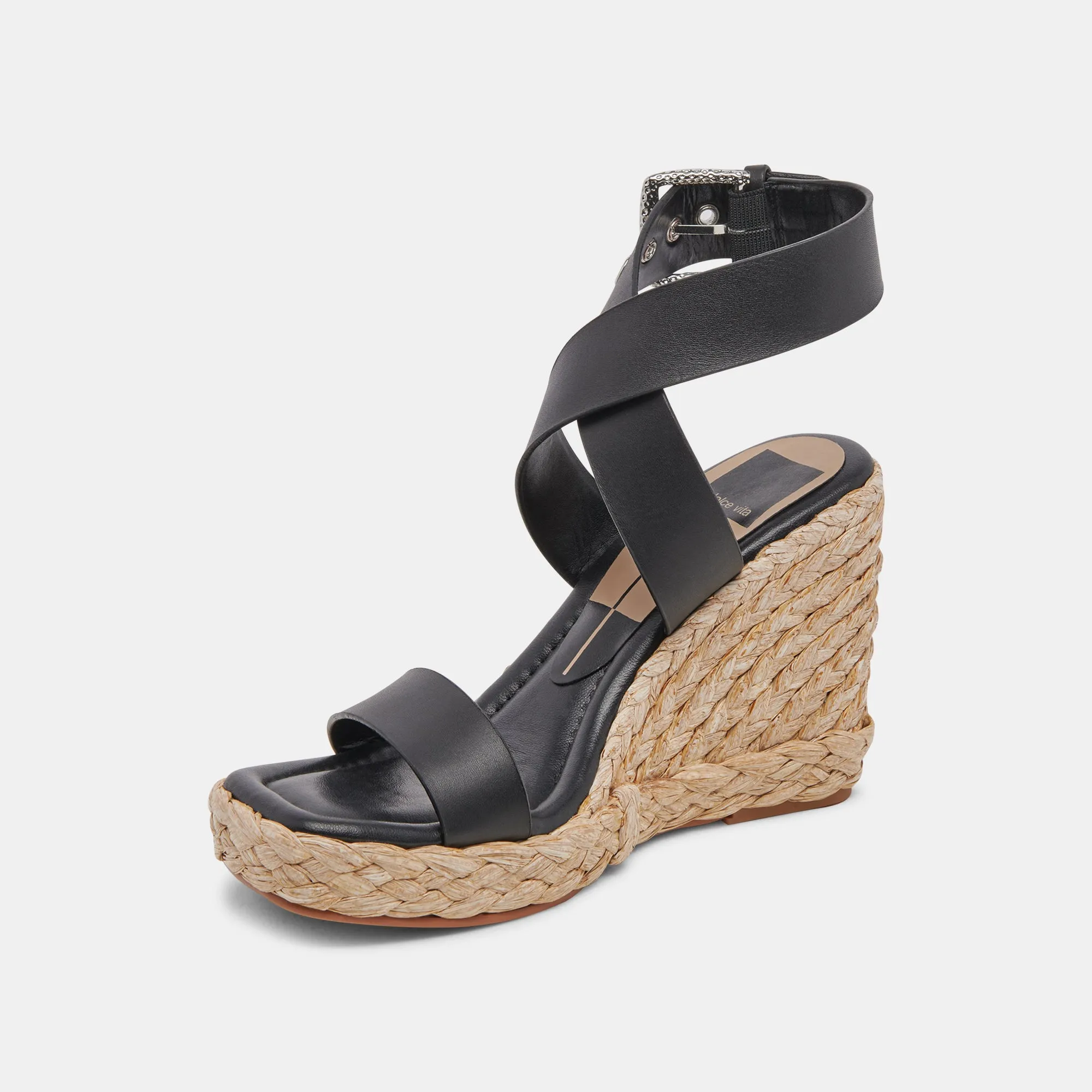 ALDONA WEDGES BLACK LEATHER