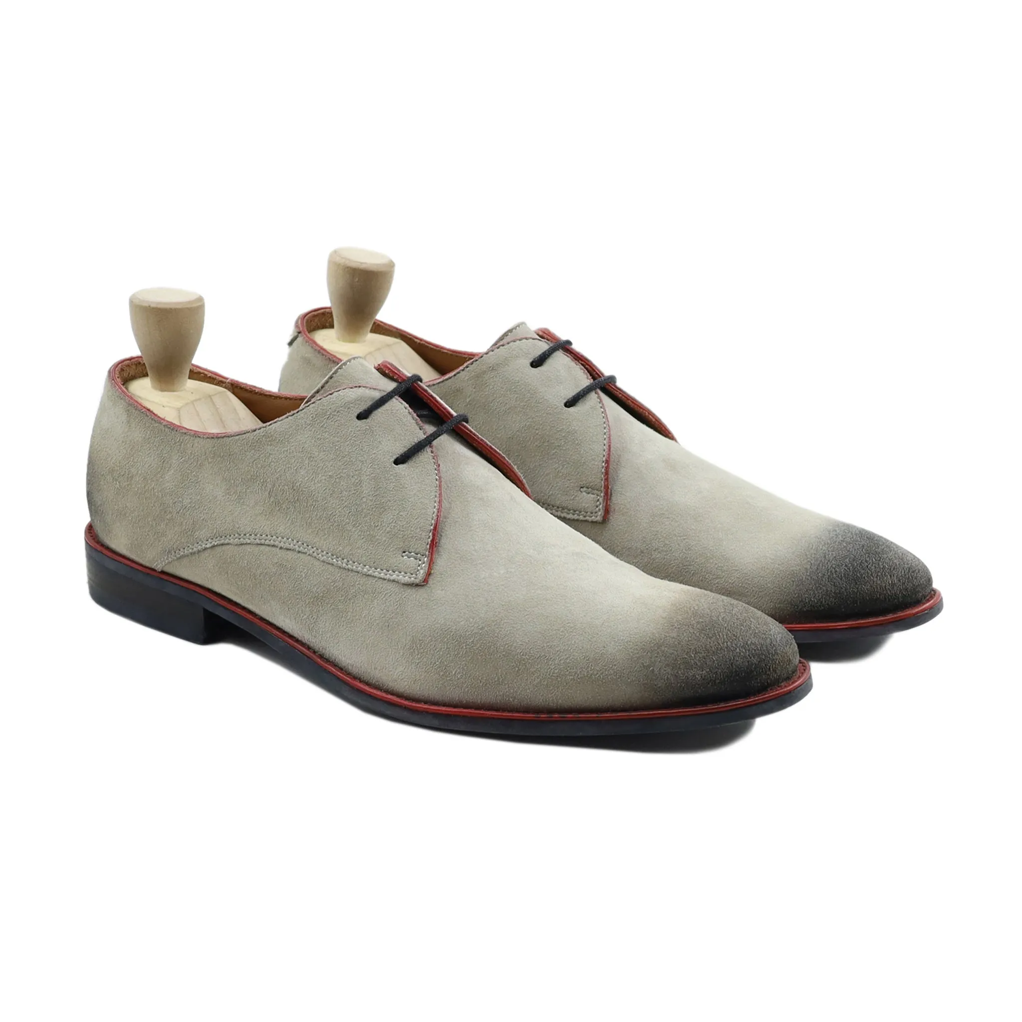 Amsten - Men's  Grey Kid Suede Derby Shoe