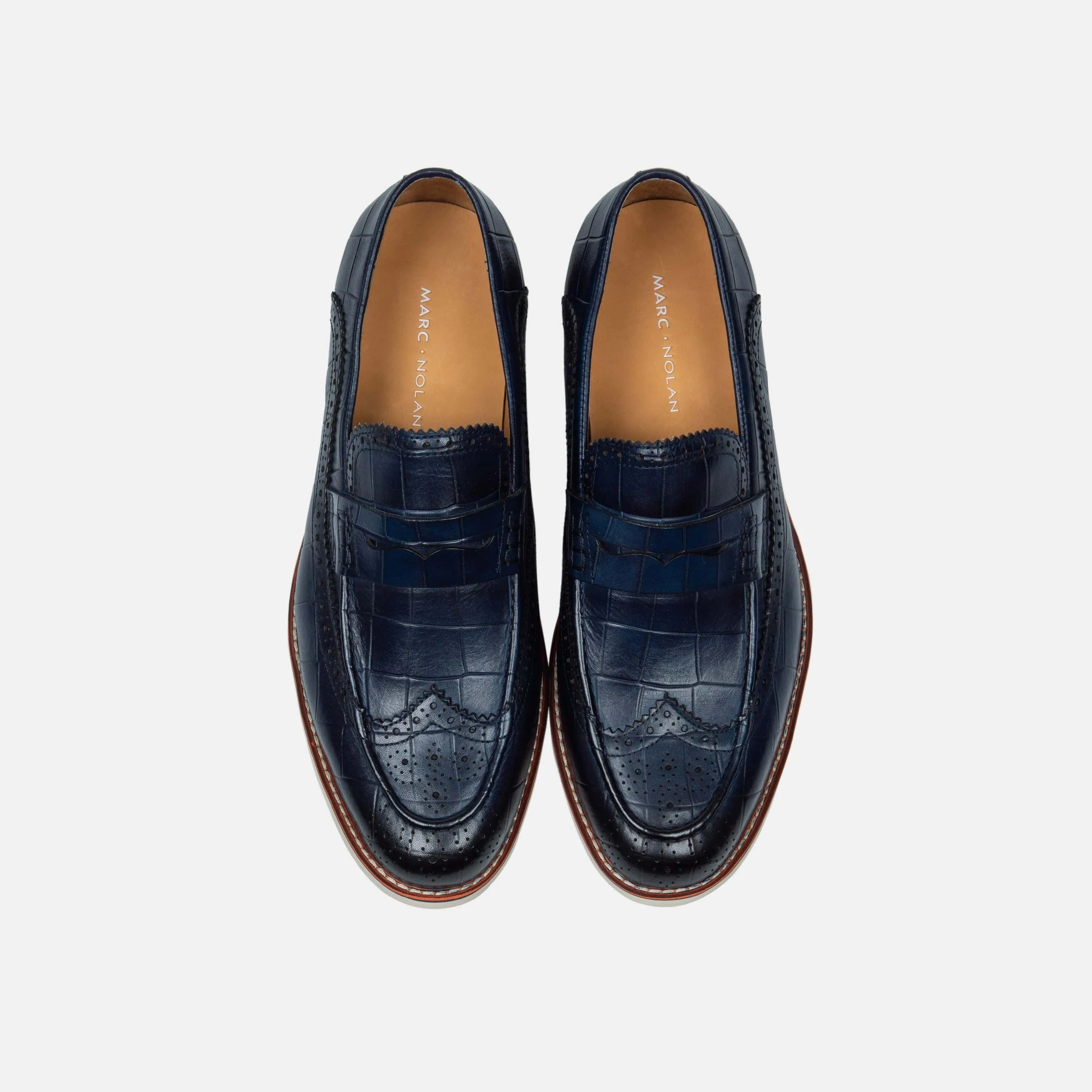 Branson Royal Blue Leather Wingtip Penny Loafer