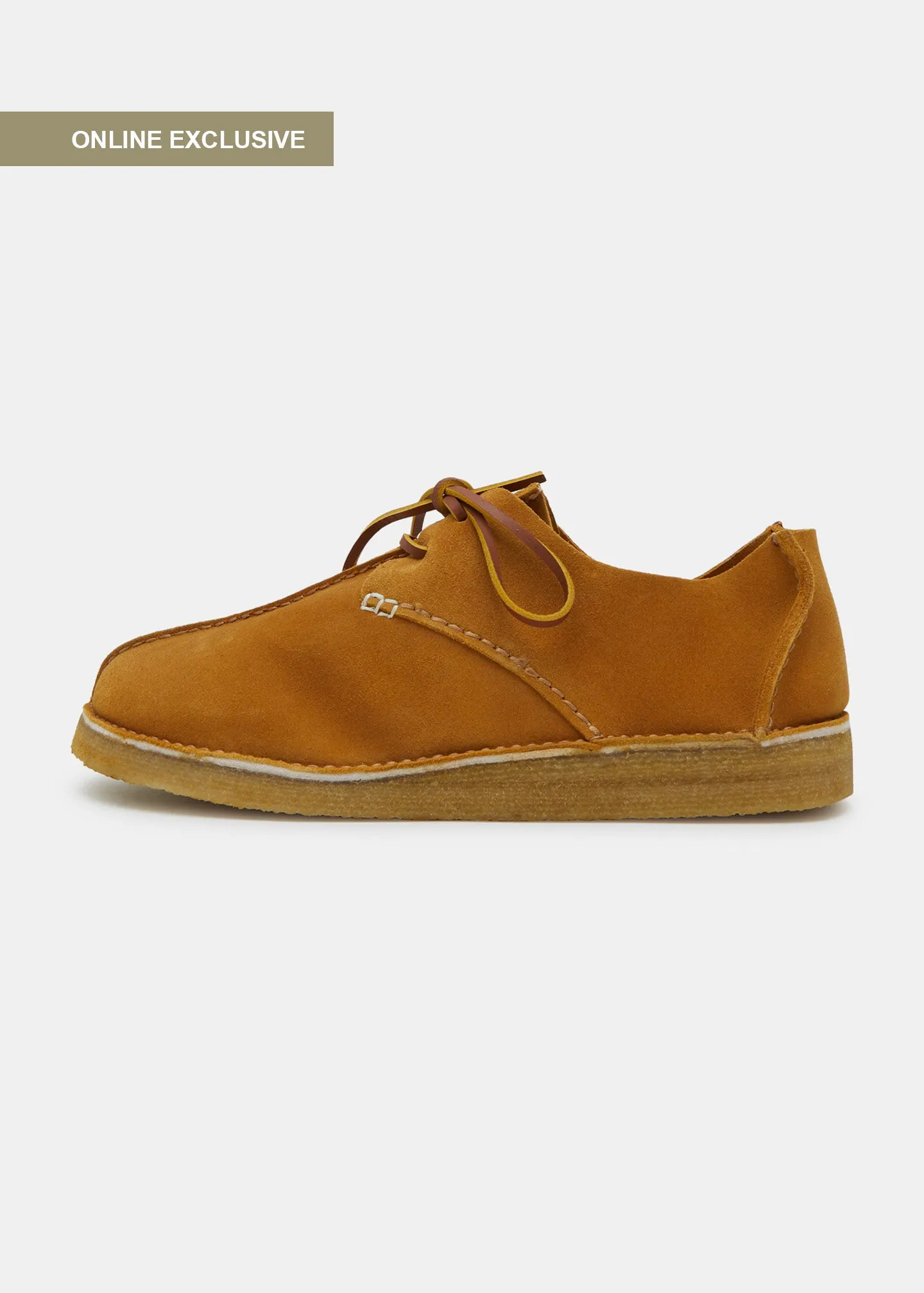 Caden Centre Seam Suede Shoe on Crepe  - Turmeric