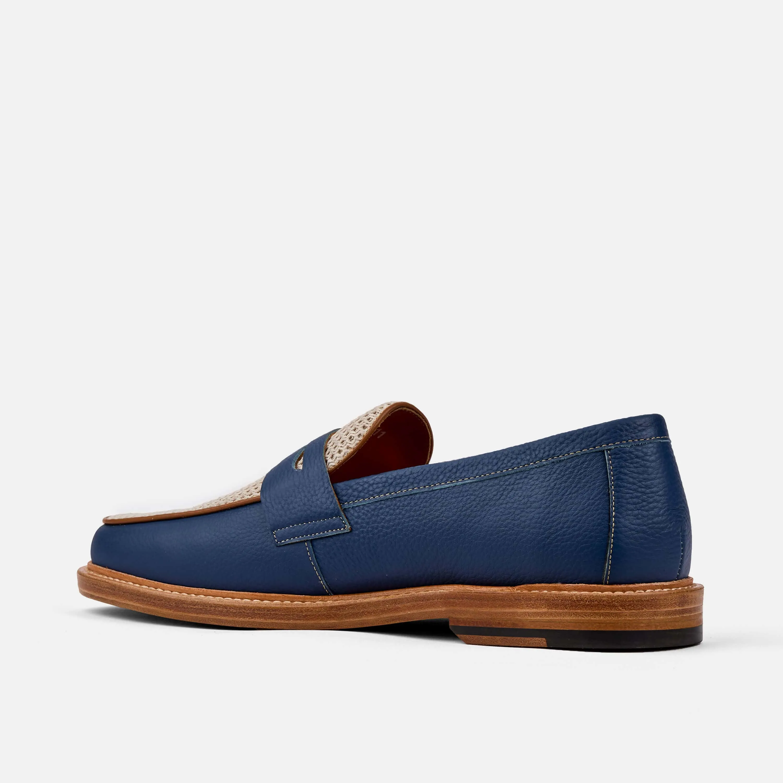 Calum Indigo Leather Penny Loafers