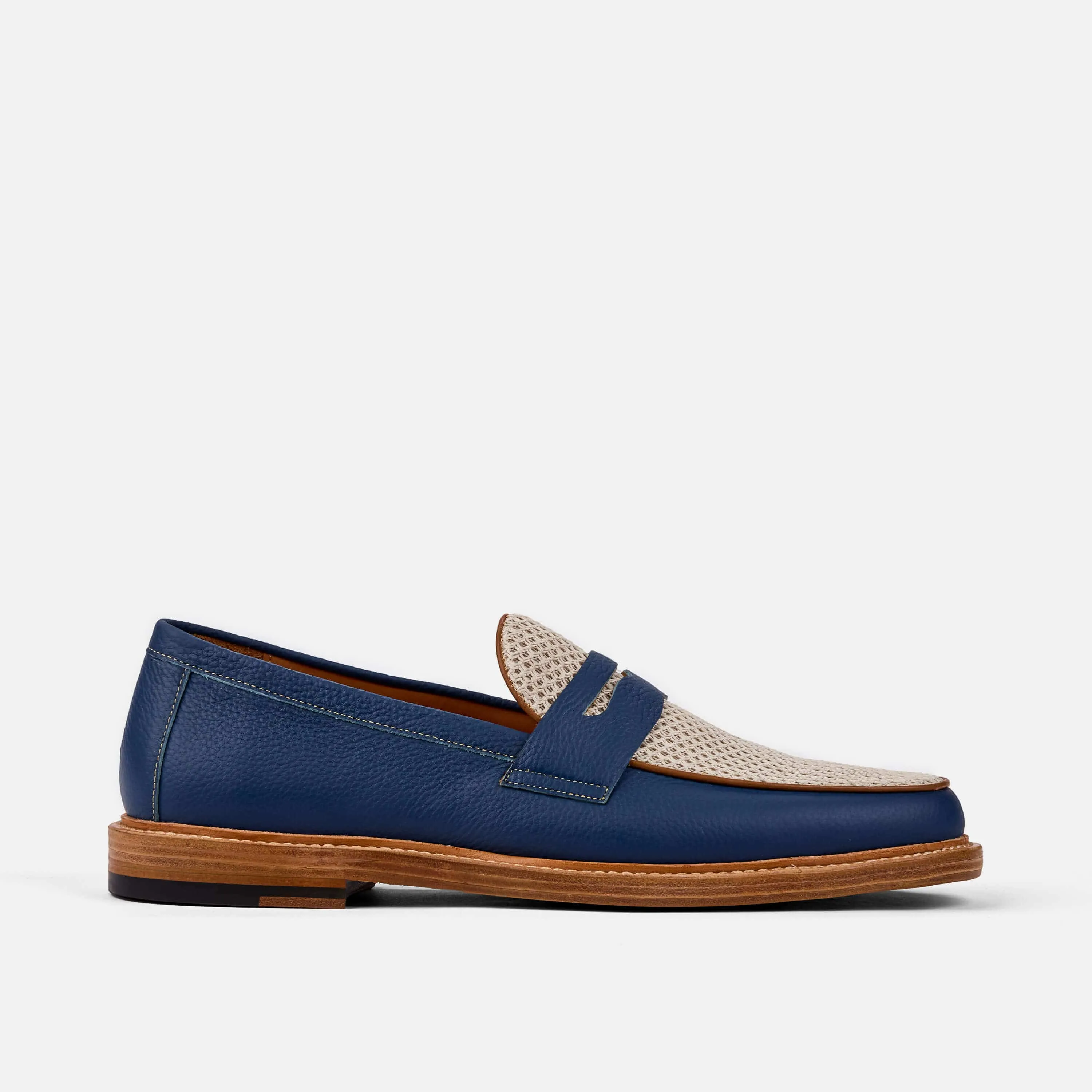 Calum Indigo Leather Penny Loafers