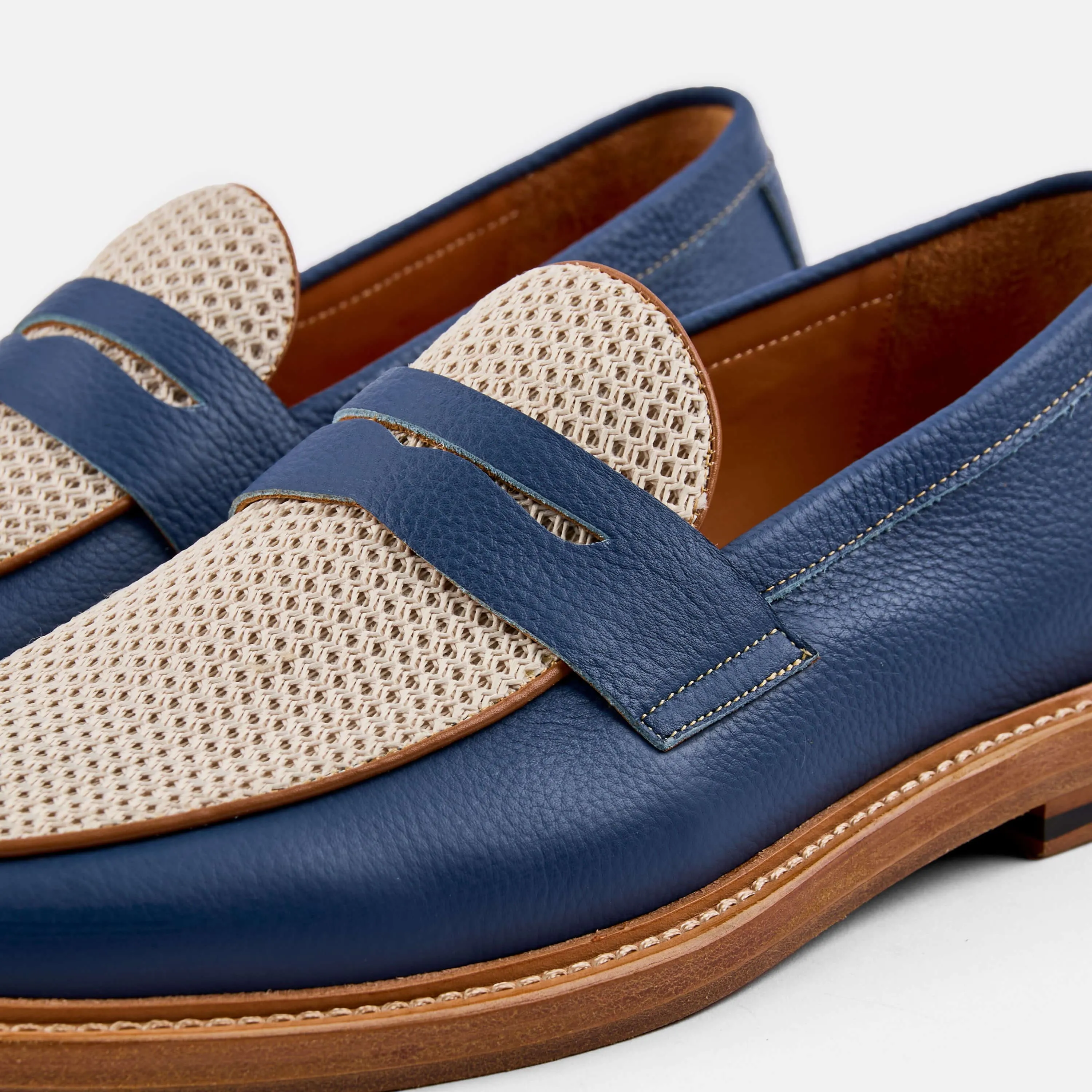 Calum Indigo Leather Penny Loafers