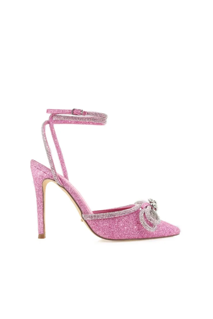 Cinderella Pink Glitter Bow Heel