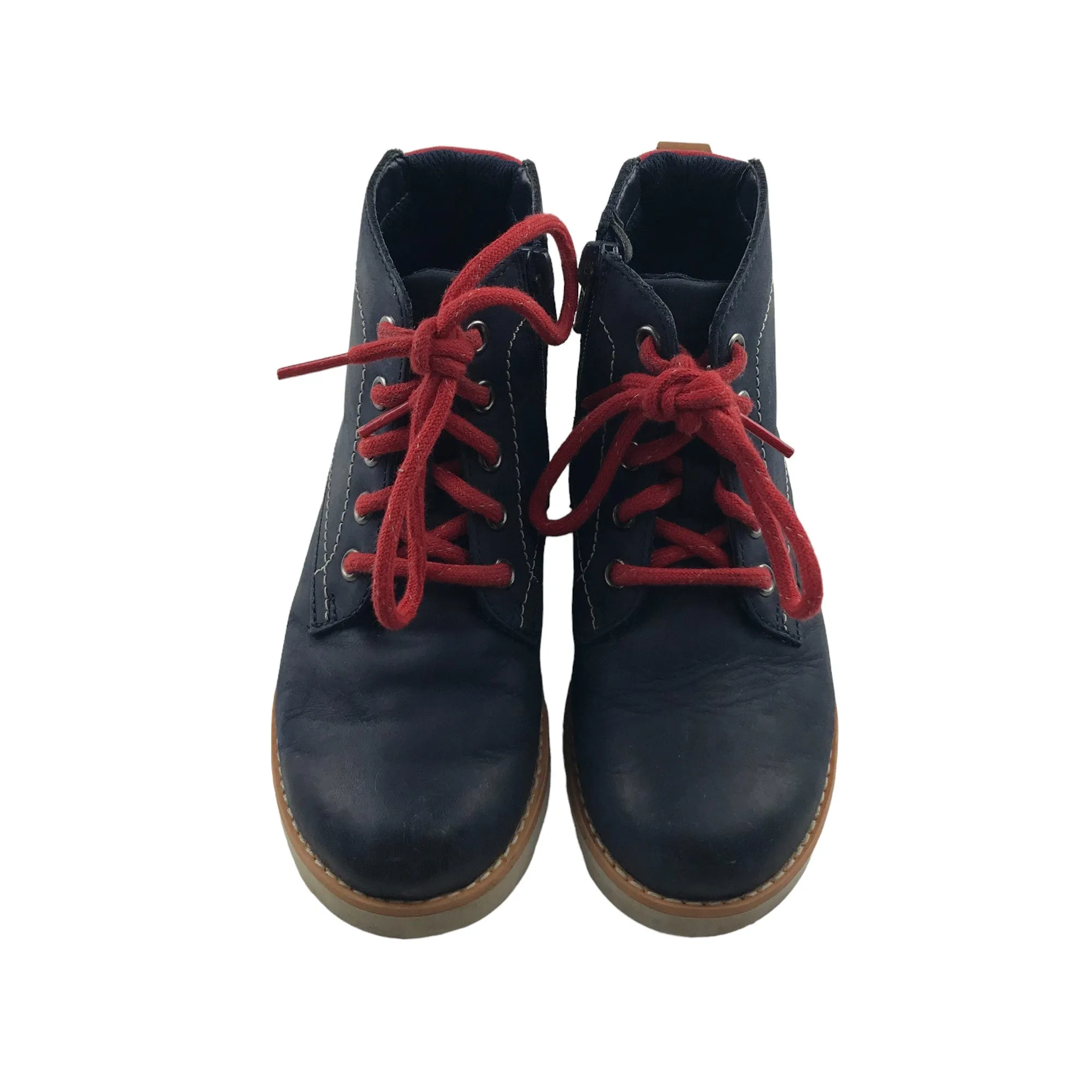 Clarks boots shoe size 12G junior navy blue with red laces