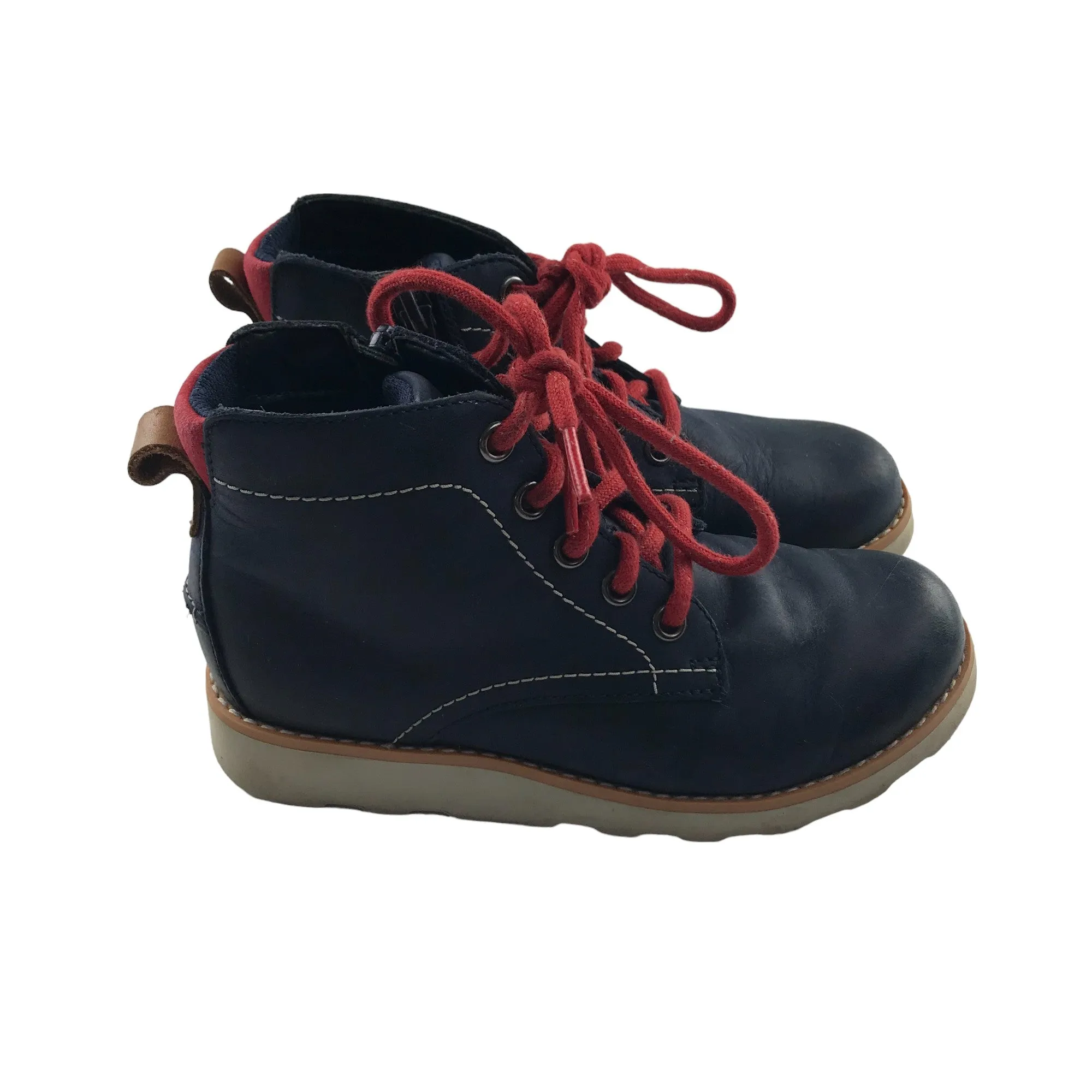 Clarks boots shoe size 12G junior navy blue with red laces