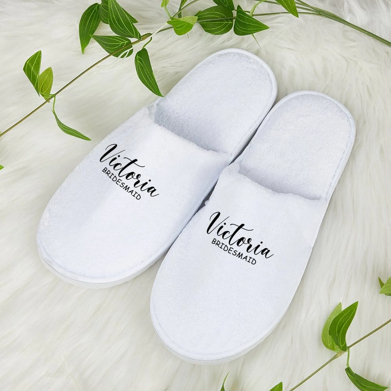 Custom Name Appellation Bridesmaids Wedding Spa Slippers Bride Slippers