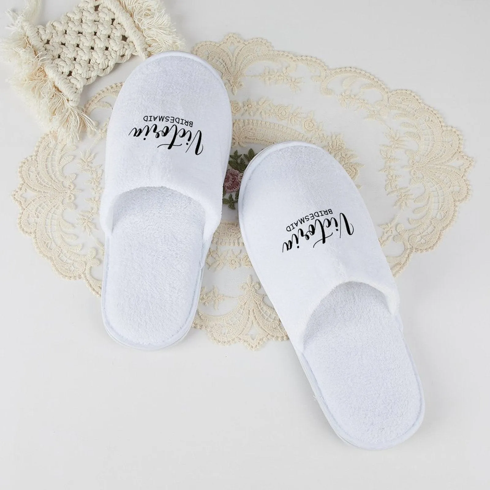 Custom Name Appellation Bridesmaids Wedding Spa Slippers Bride Slippers