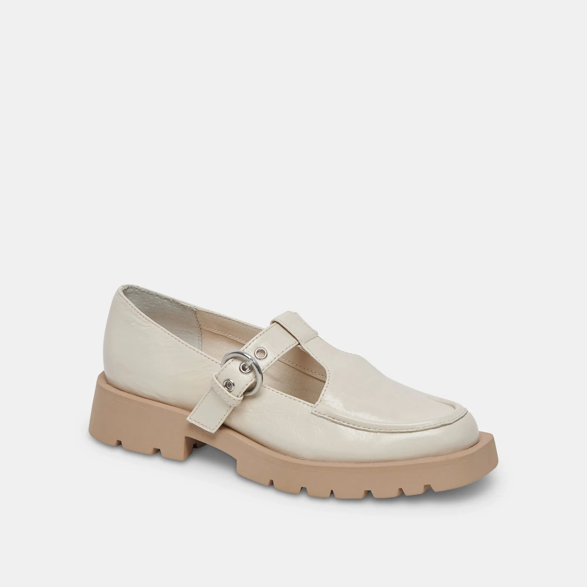 EBBIE FLATS IVORY PATENT LEATHER