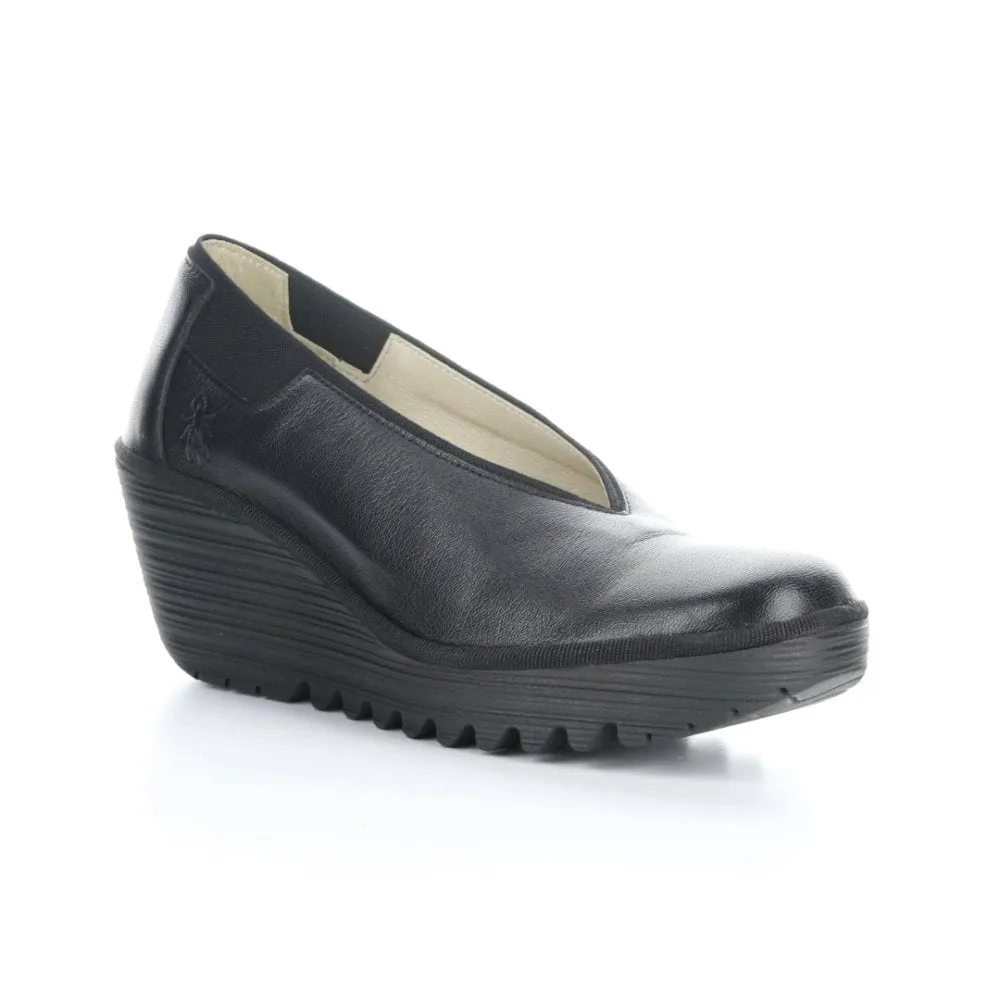 Fly London Women's Yoza Wedge Pump - Black Mousse