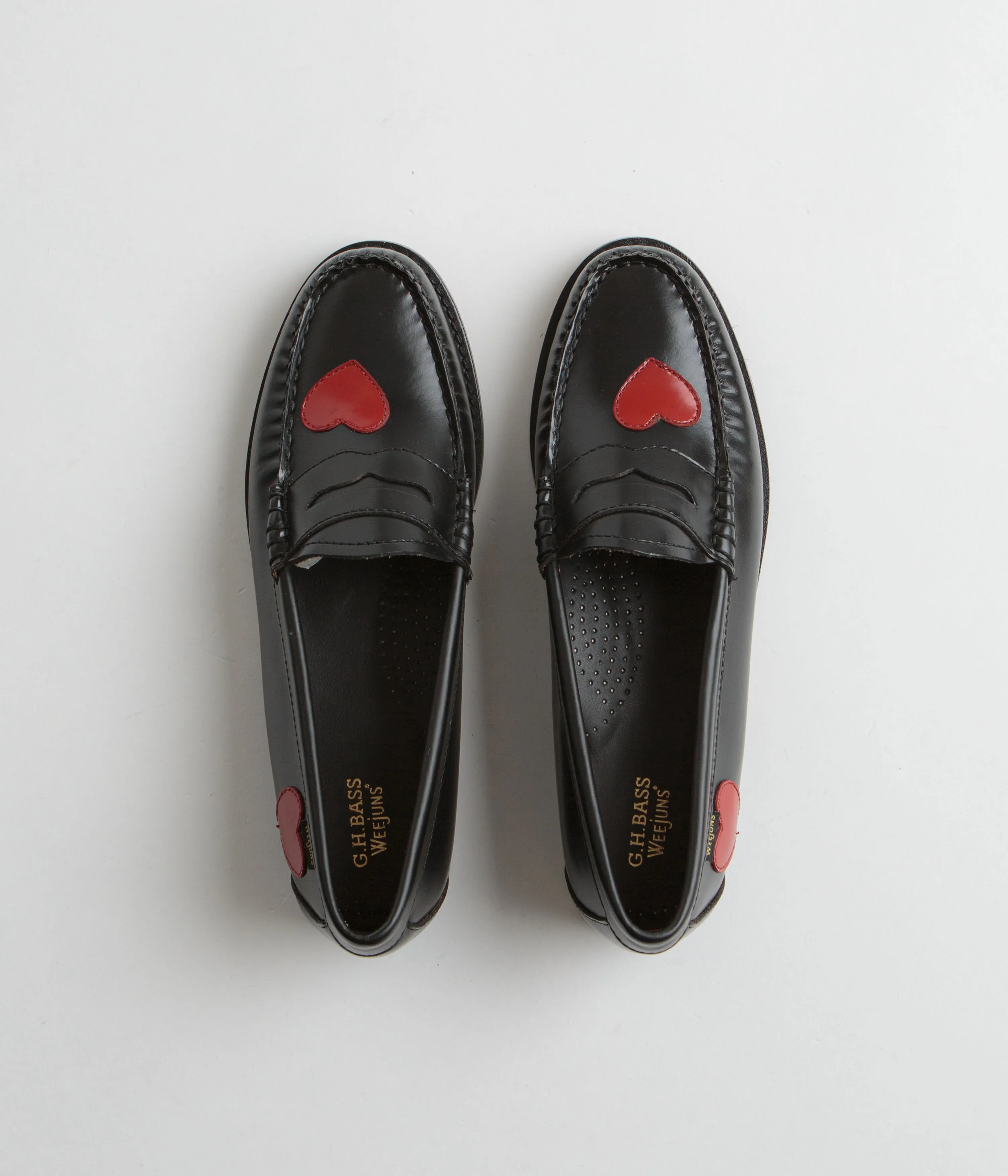 G.H. Bass Womens Weejun Penny Love Shoes - Black / Red