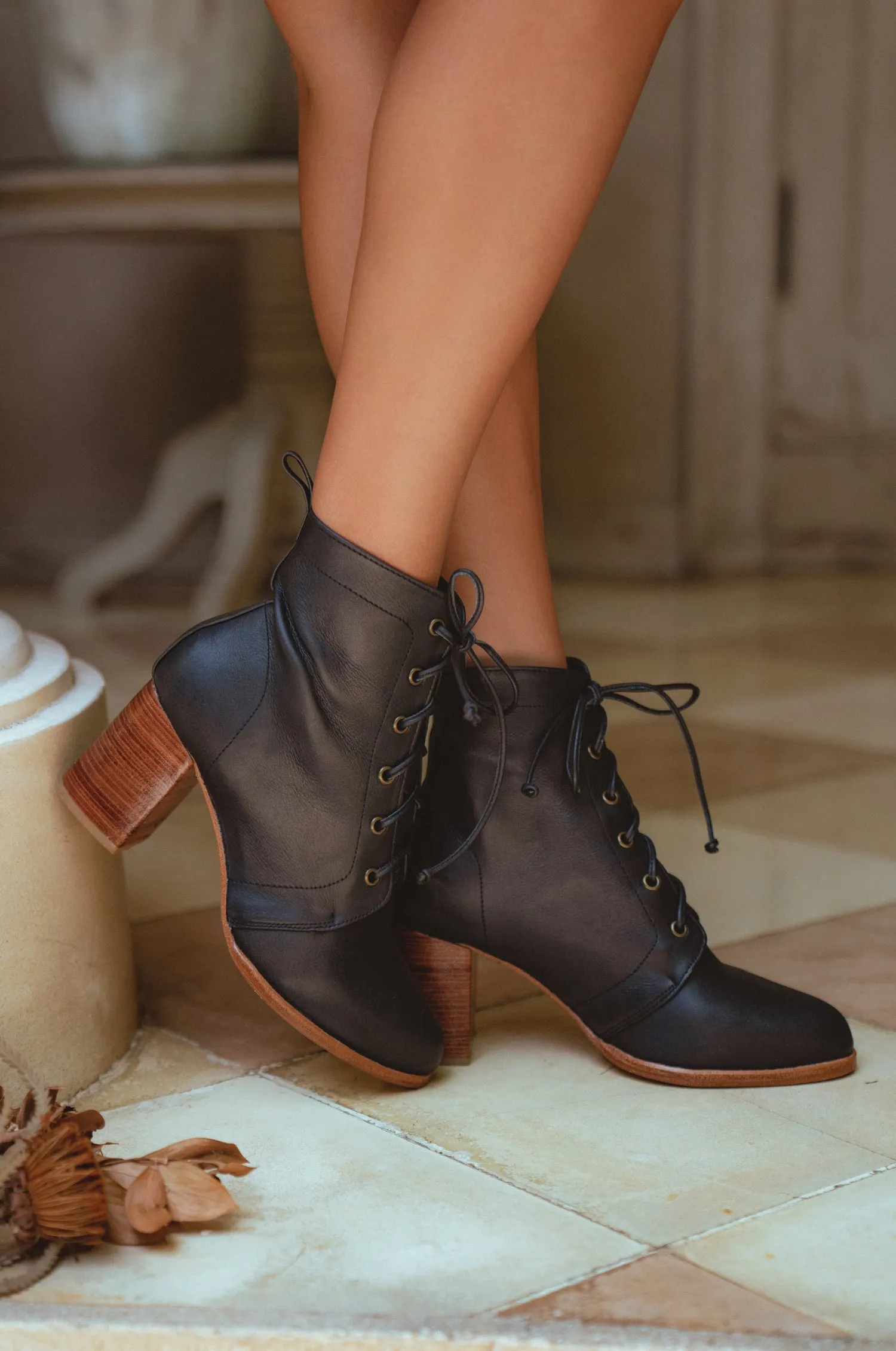 Giselle Leather Heel Booties