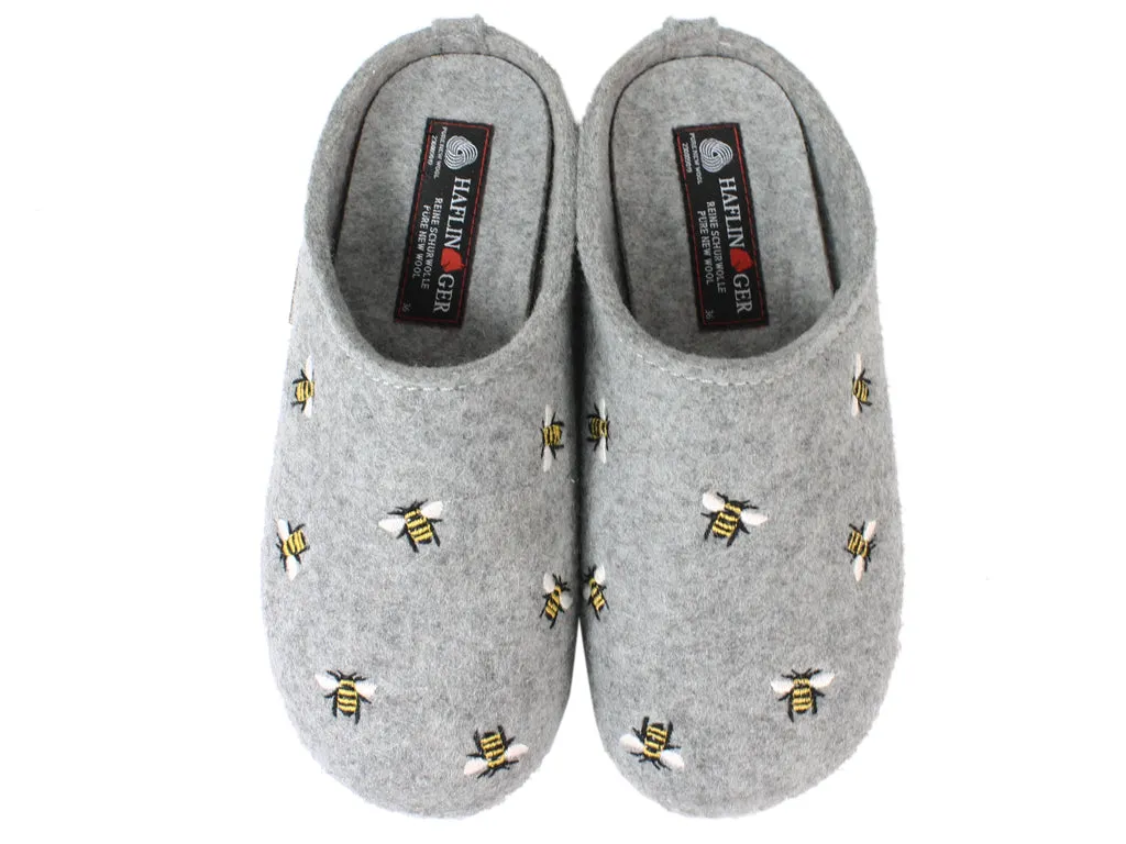 Haflinger Slippers Everest Bees Light Grey