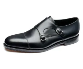 LOAKE Cannon Calf Double Buckle Monk Shoe - Black