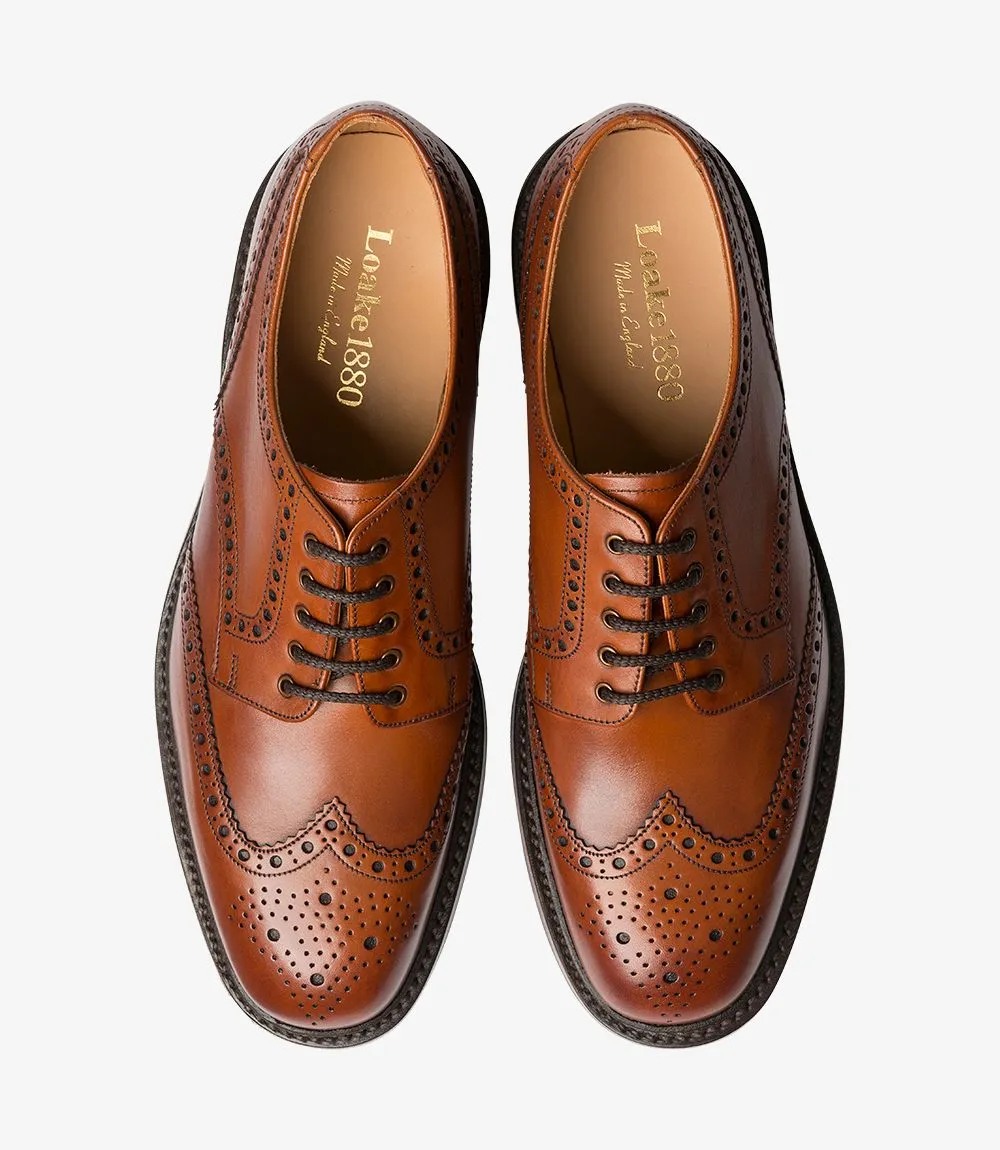 LOAKE Chester Oxford Brogue Calf Shoe - Mahogany