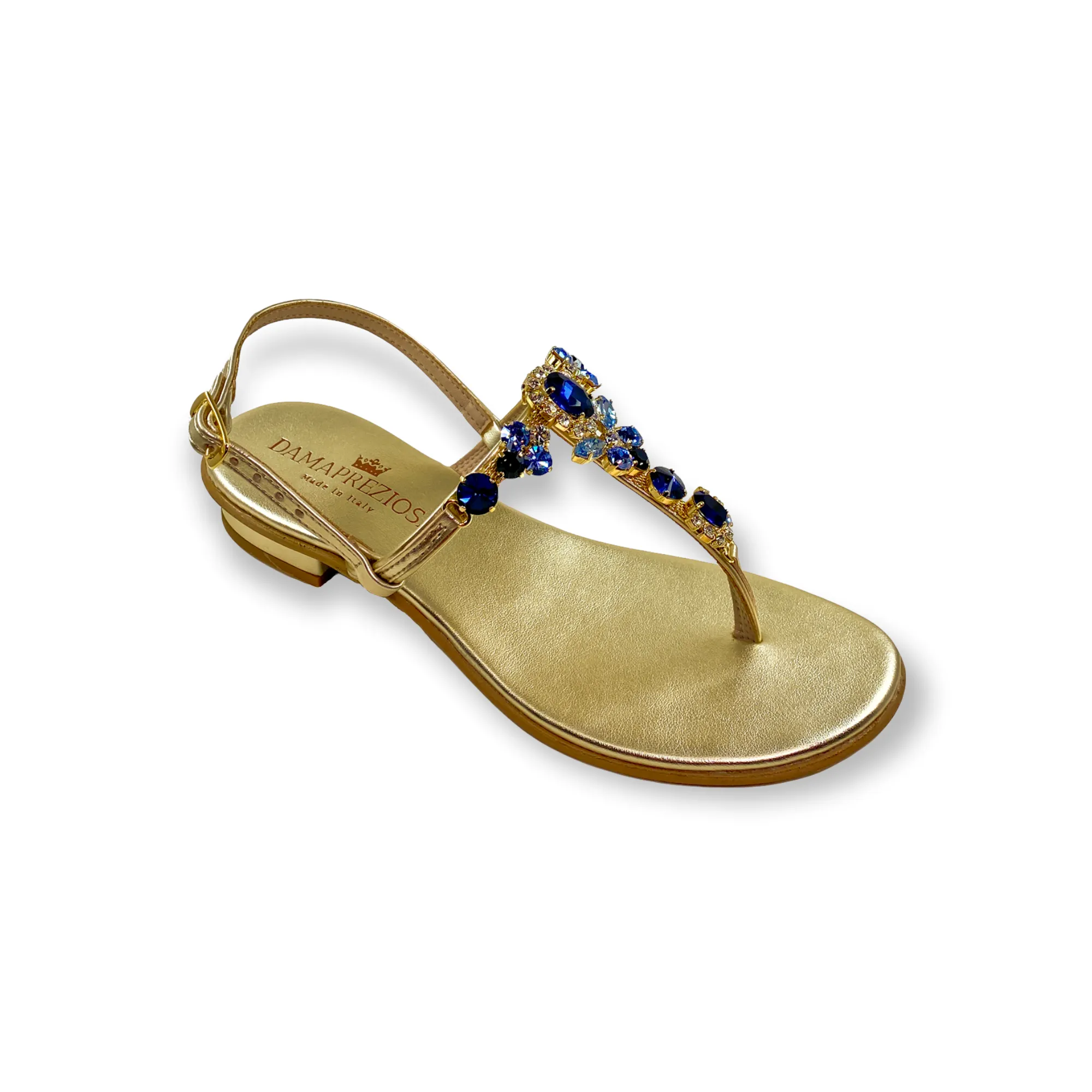 Lucrezia blue-crystal flat jewel sandal