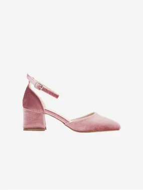 Marcelle Vegan Velvet Ribbon Low Heels | Rose