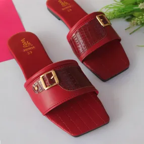 Maroon Flat Slippers for women