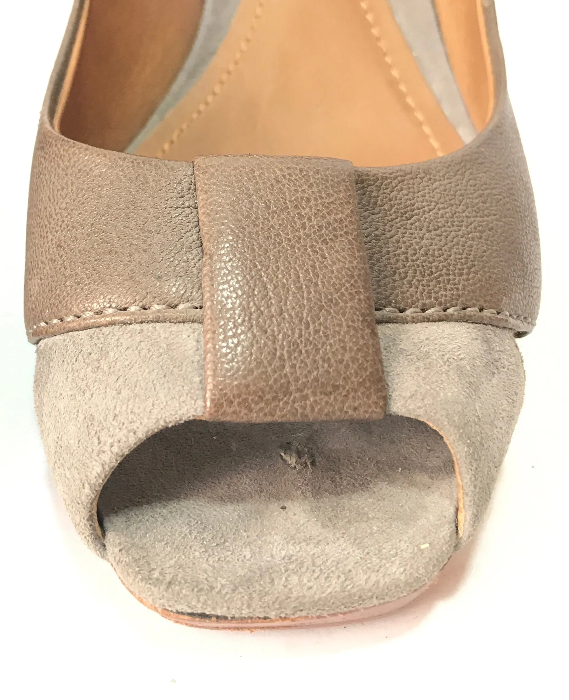 Massimo Dutti Grey Suede & Leather Peep Toe Heels | Pre Loved |