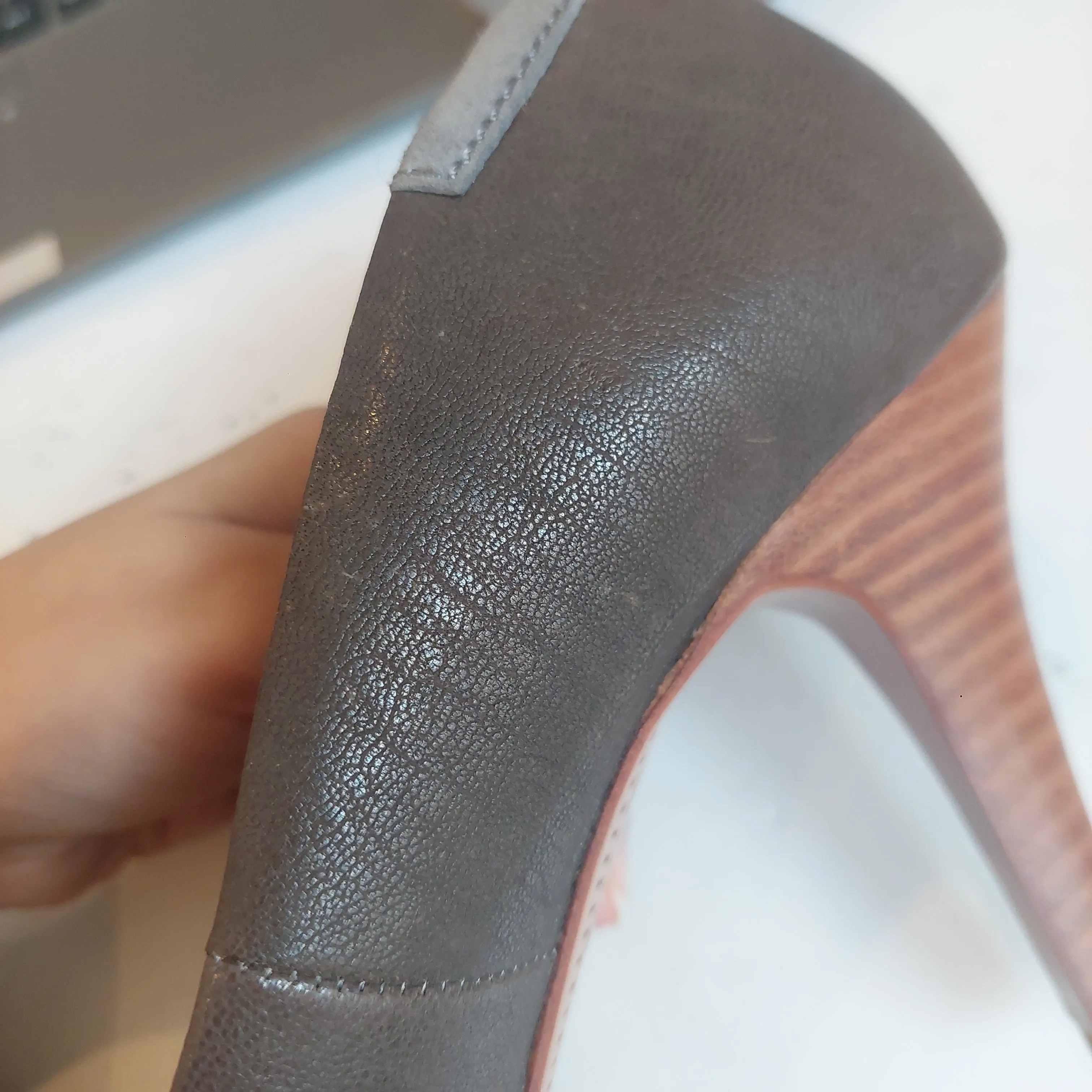 Massimo Dutti Grey Suede & Leather Peep Toe Heels | Pre Loved |