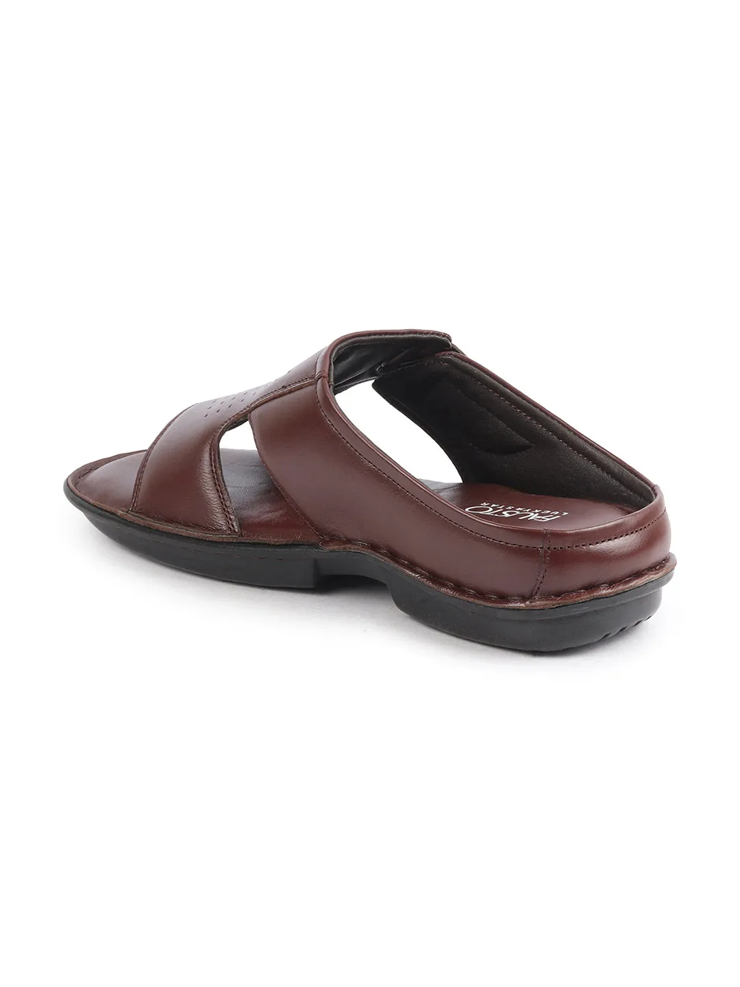 Men Brown Formal Leather Slip-On Slippers