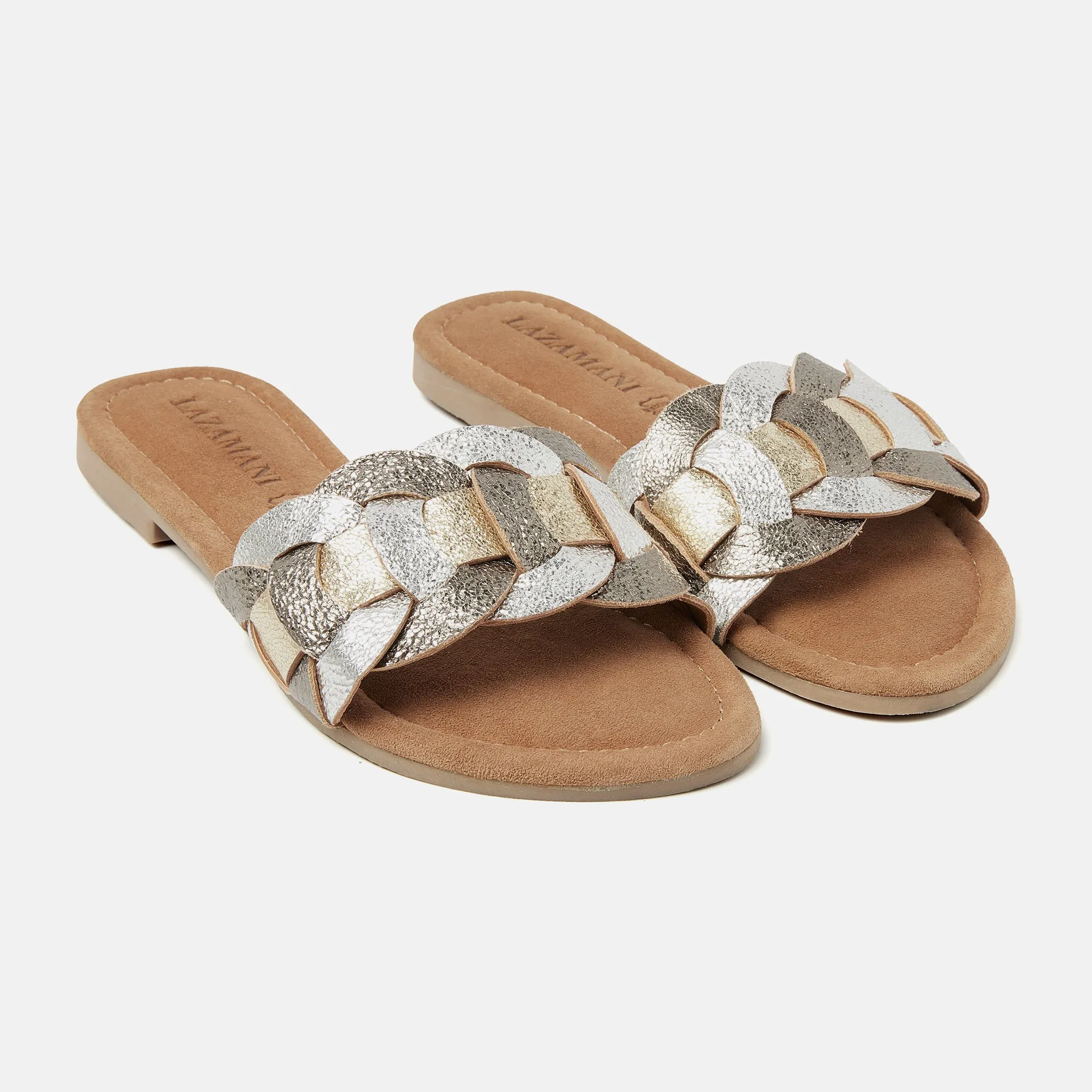 Mona Leren Dames Slippers Pewter