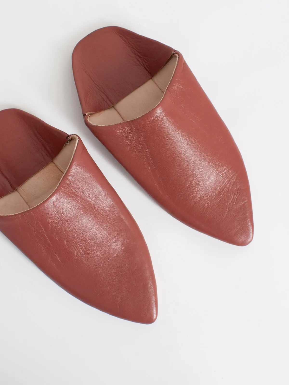 Moroccan Classic Pointed Babouche Slippers, Terracotta