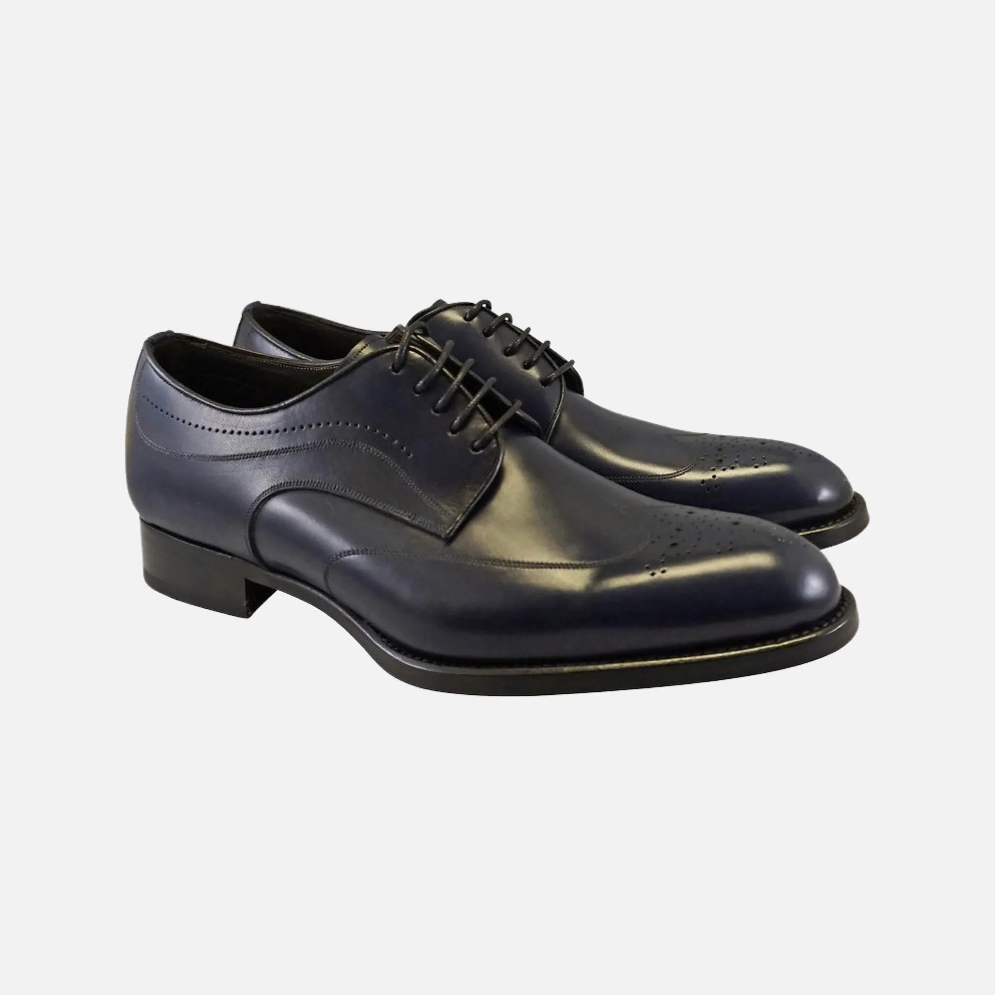 Navy Blue Wingtip Oxfords | Made in Italy