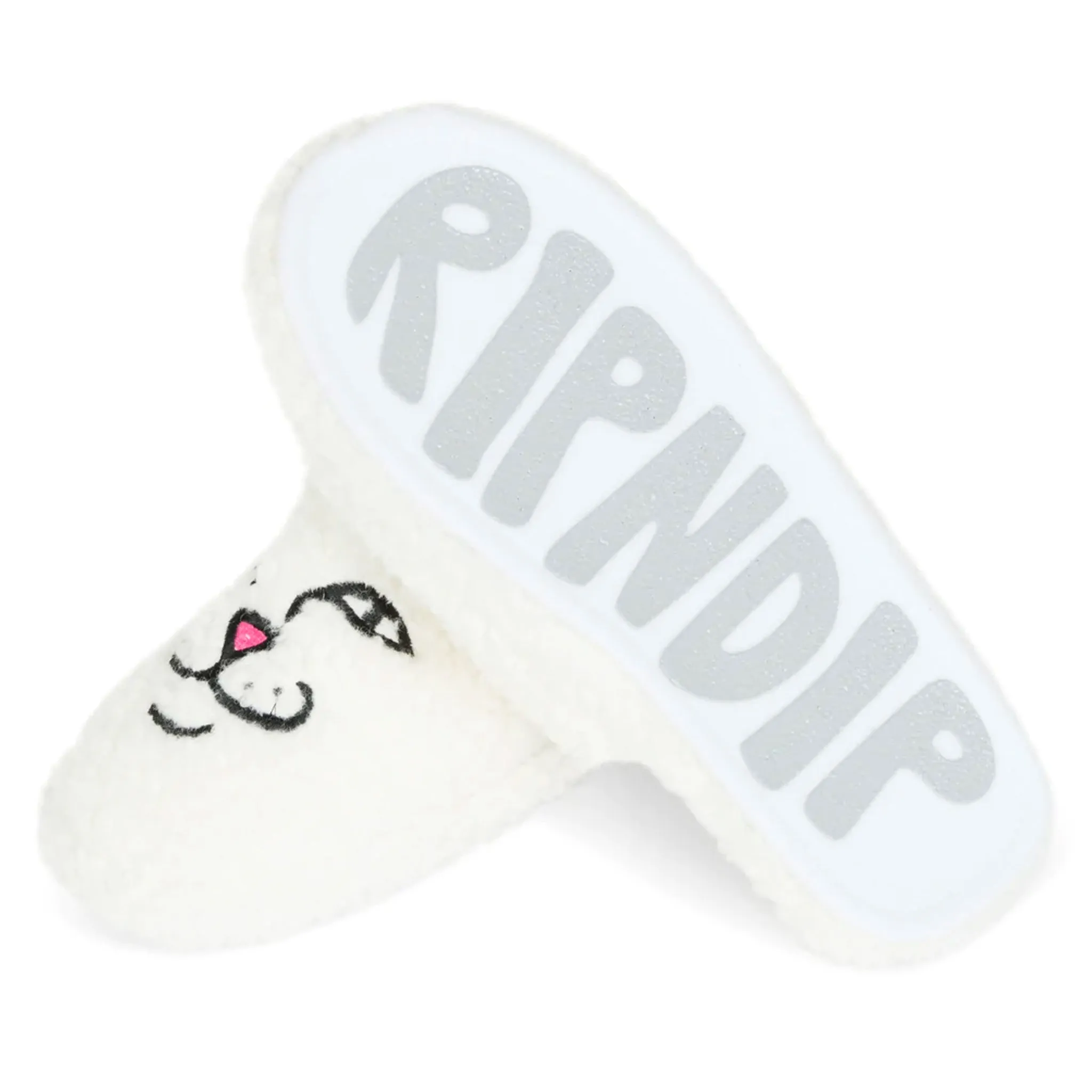 Nerm Face Fuzzy House Slippers (White)