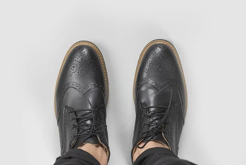 'Philip' Wing Tip Derby By Ahimsa - Black