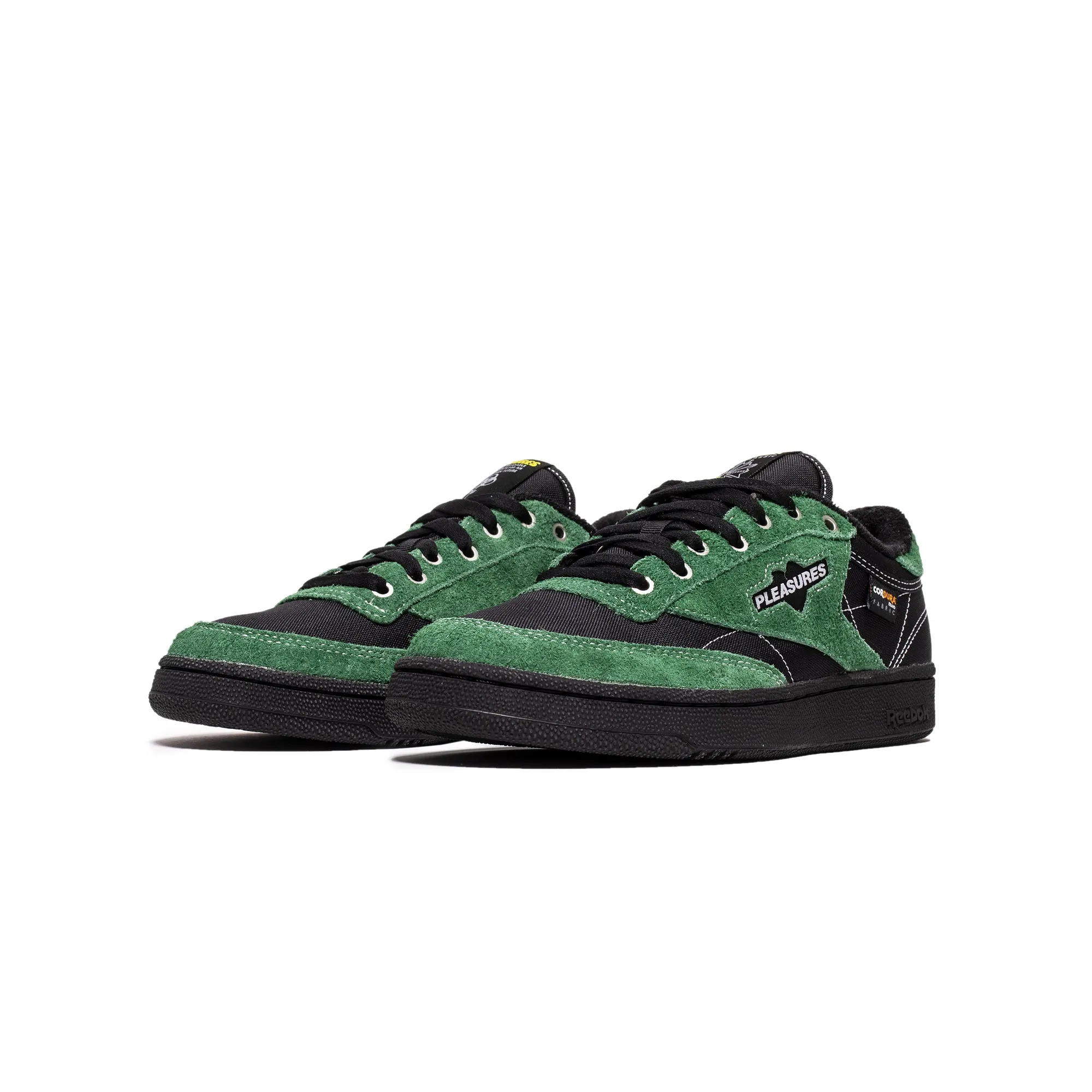 Reebok x Pleasures Mens Club C 85 Shoes 'Blk/Pine Green'