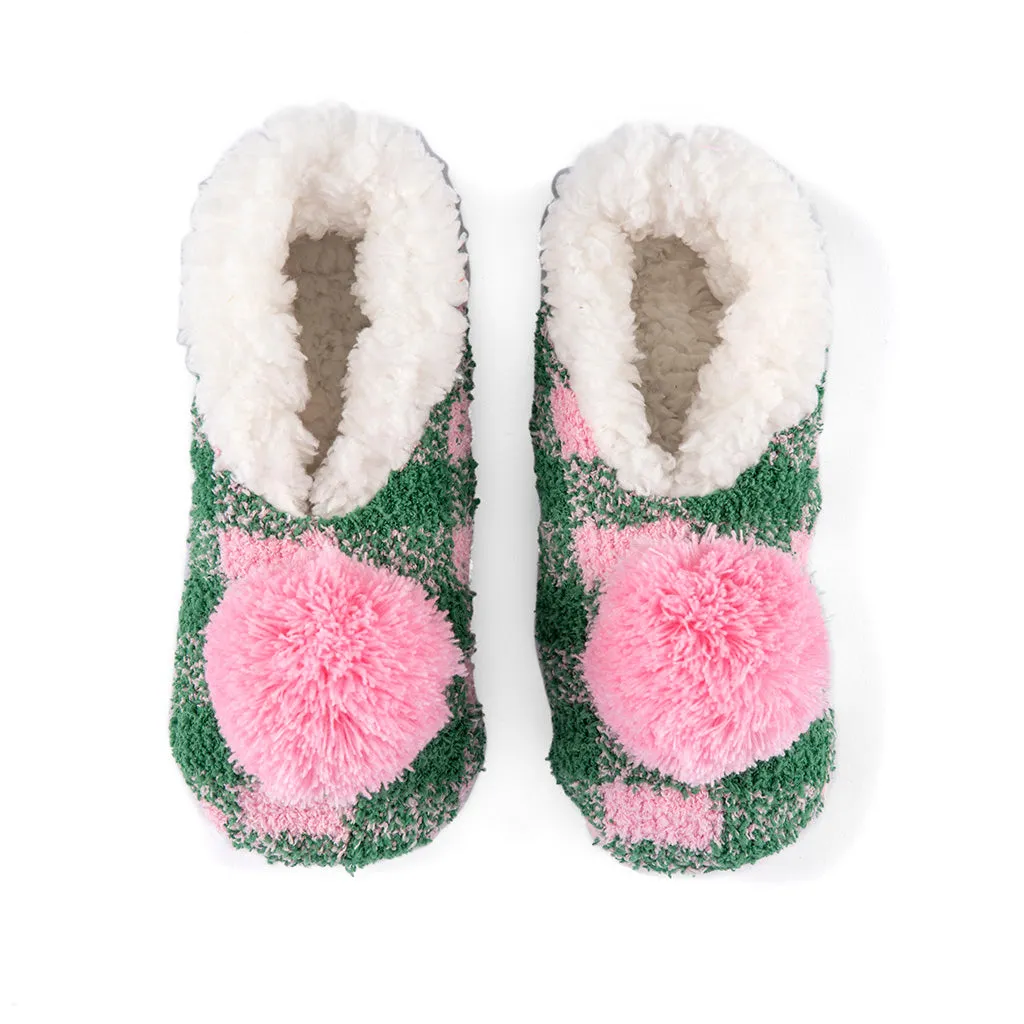 Shiraleah Chlo Plaid Knit Holiday Slippers, Green