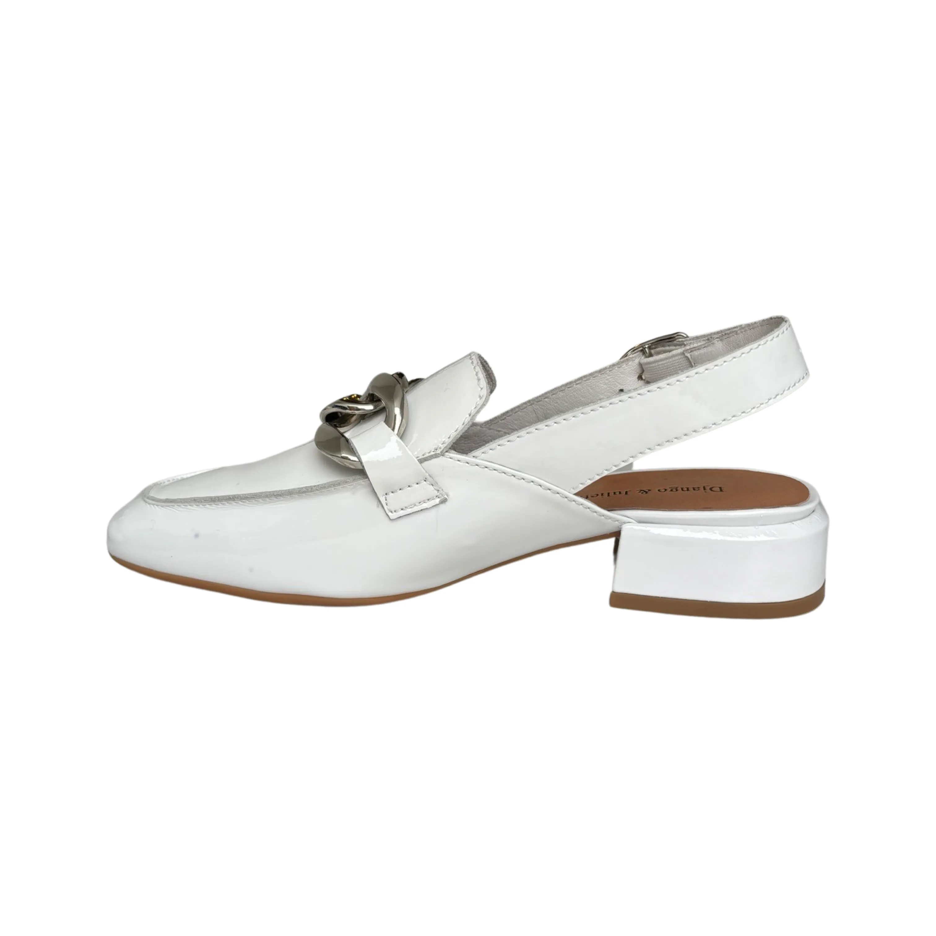 Vabor White Patent Sling Back