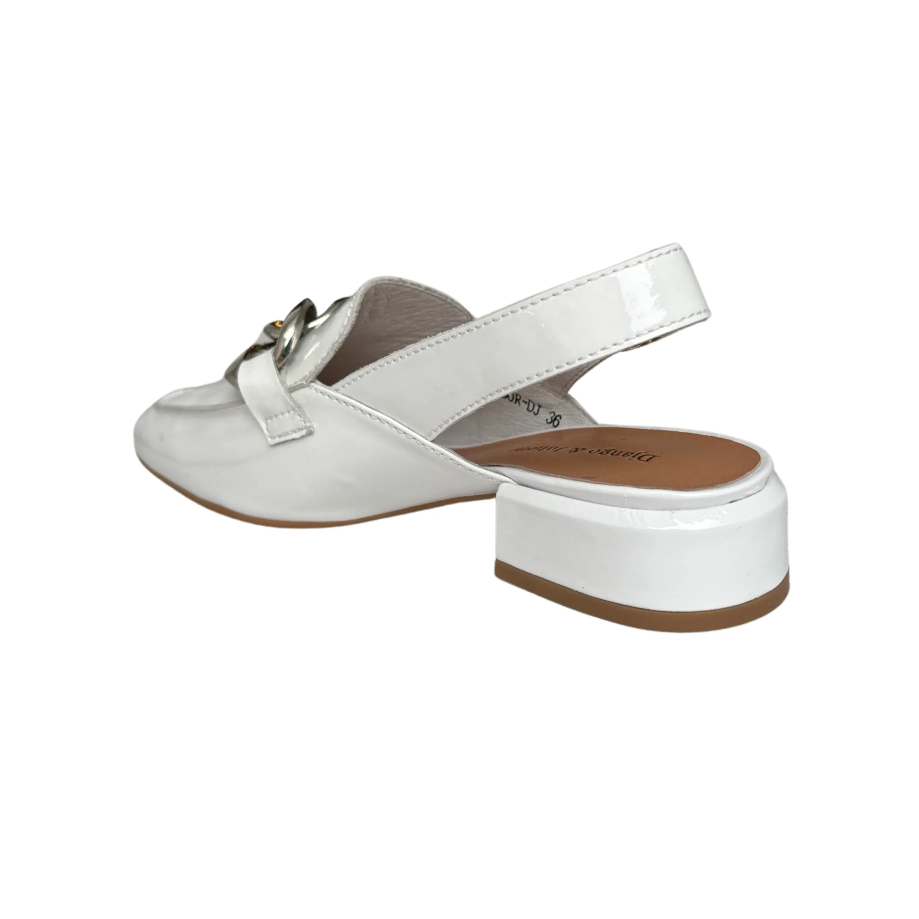 Vabor White Patent Sling Back