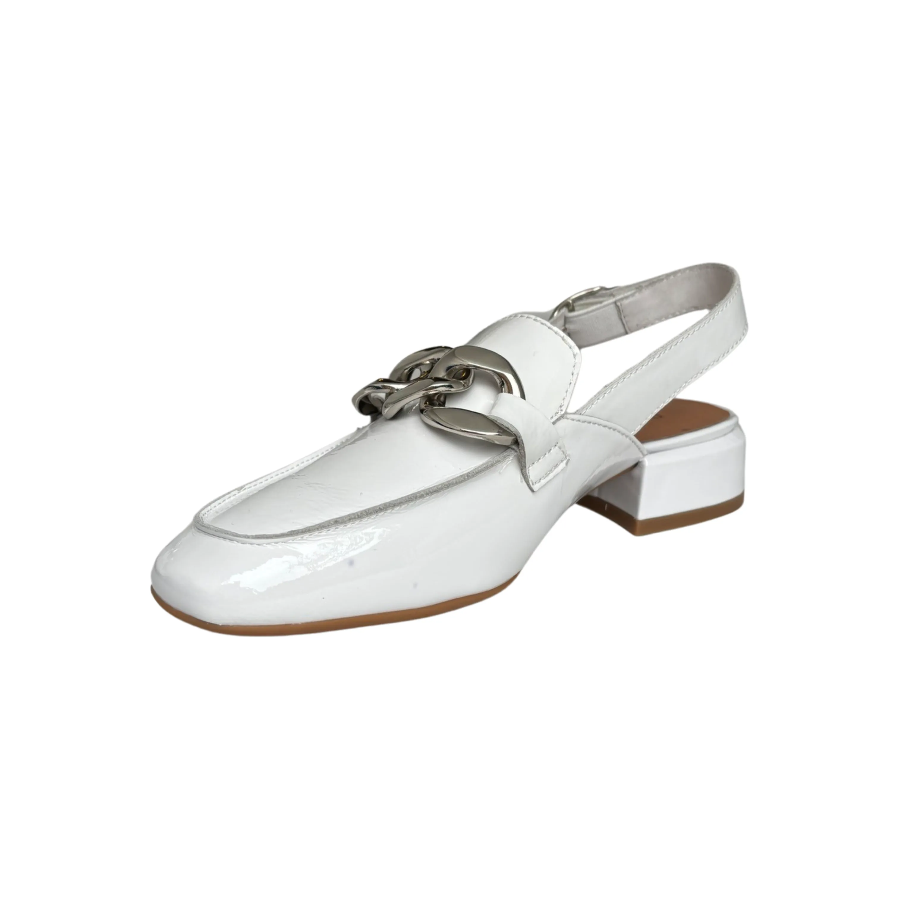 Vabor White Patent Sling Back