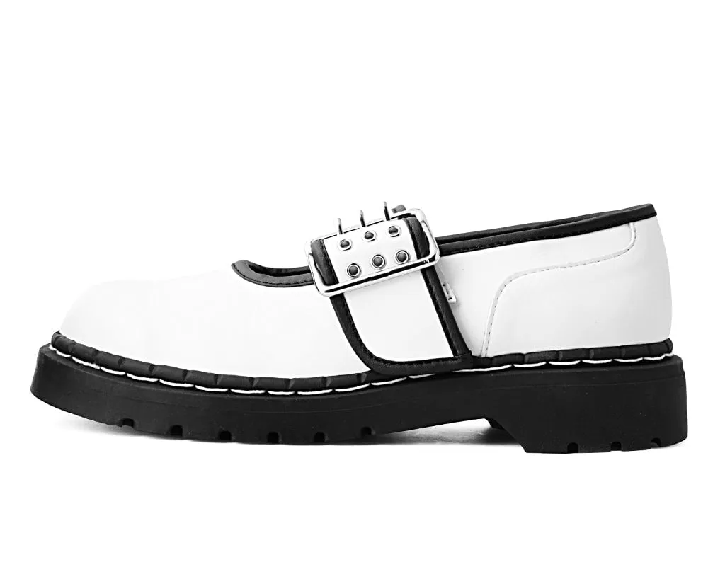 White TUKskin Black Trim 3-Prong Anarchic Mary Jane