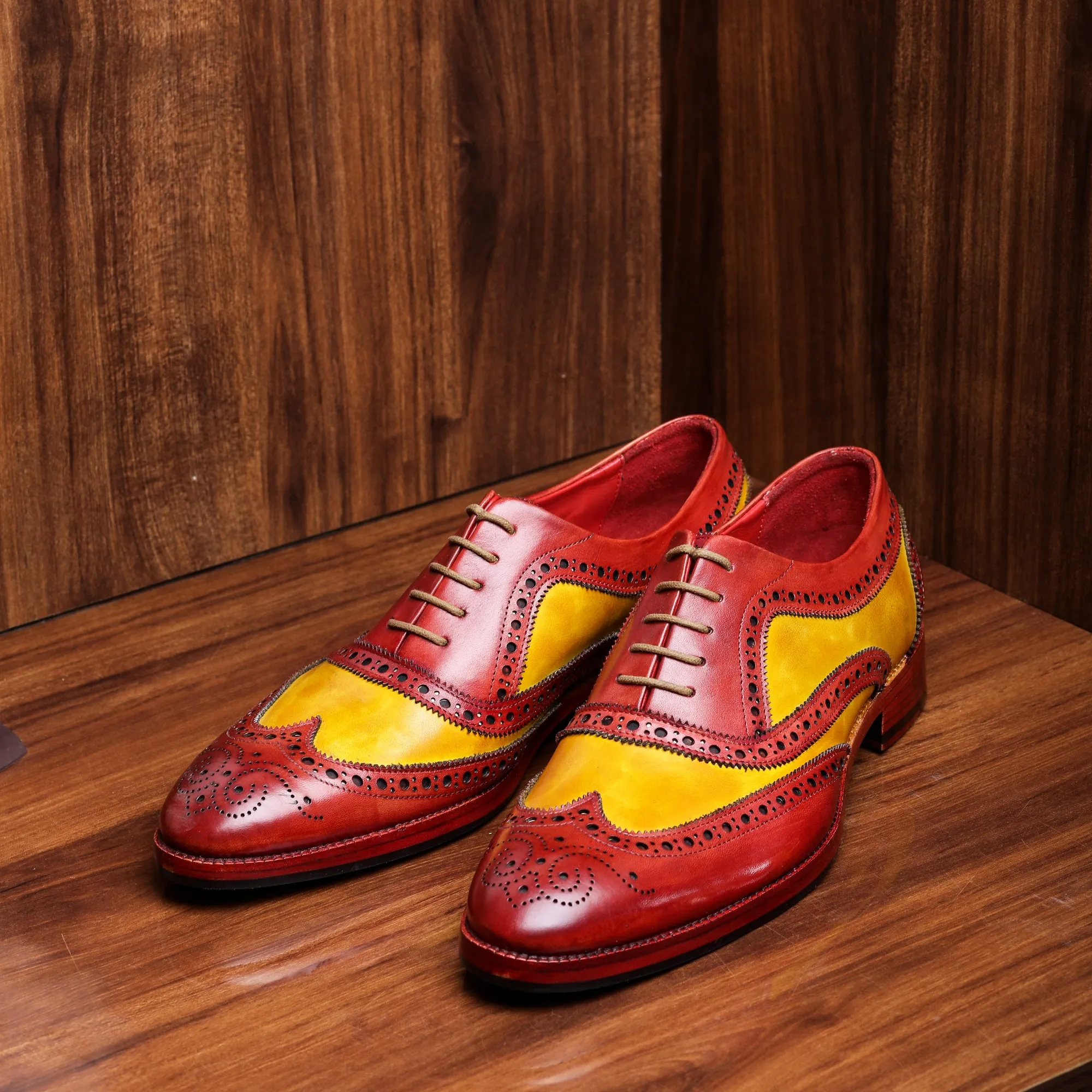 Wingtip Brogue Oxford- Red & Tan