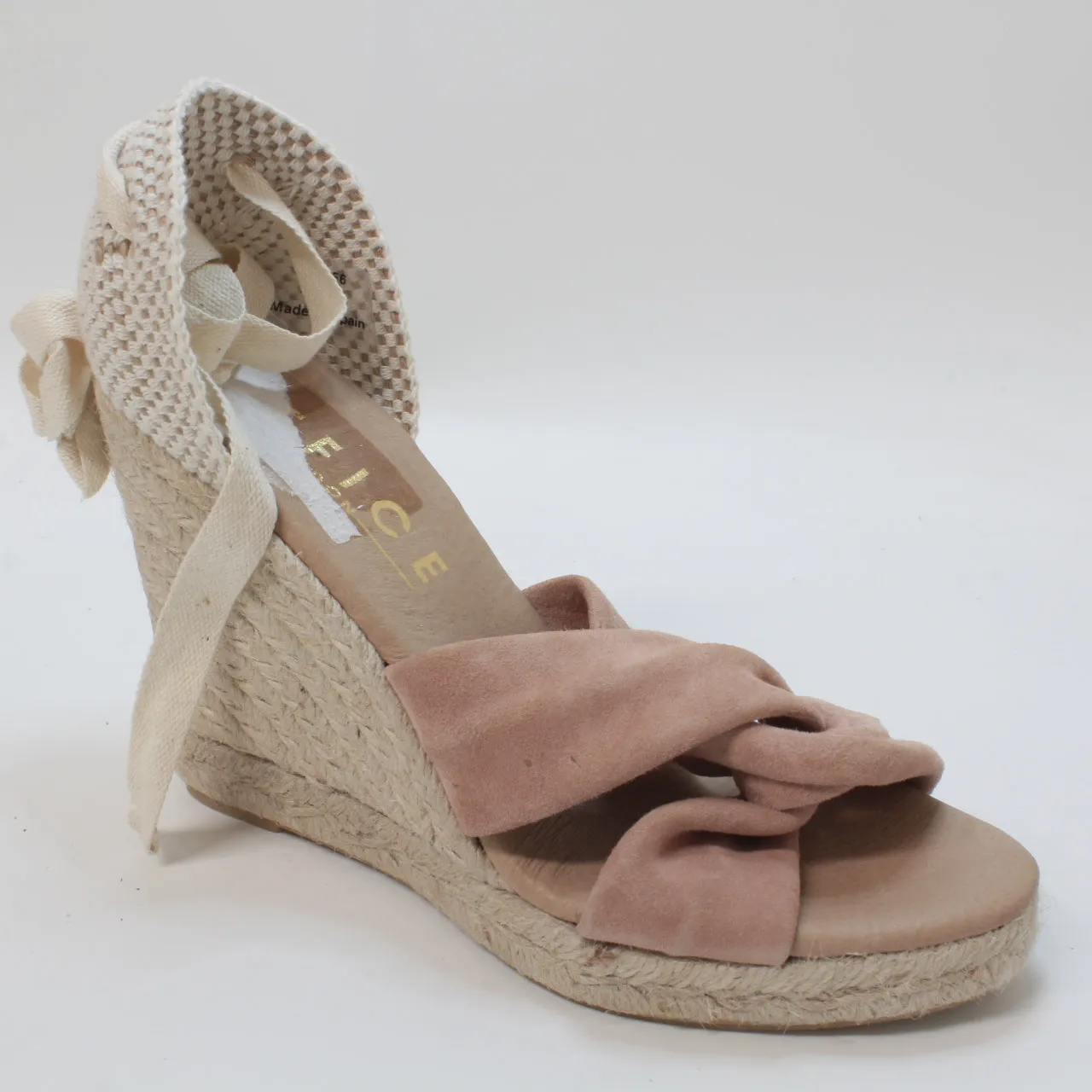 Womens Office Heather Ankle Tie Espadrilles Blush Suede Uk Size 4